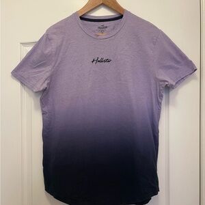 Hollister Curved Hem Purple and Black Ombre Short Sleeve Tee